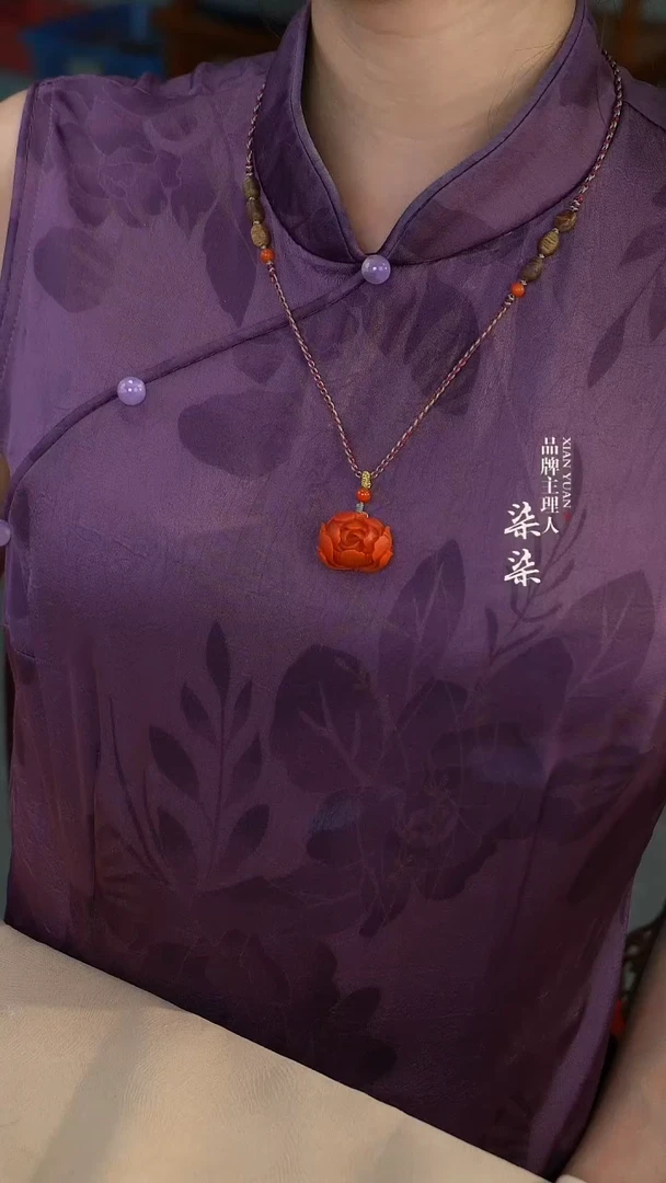 项链未镶嵌南红玛瑙南红牡丹花脖挂项链