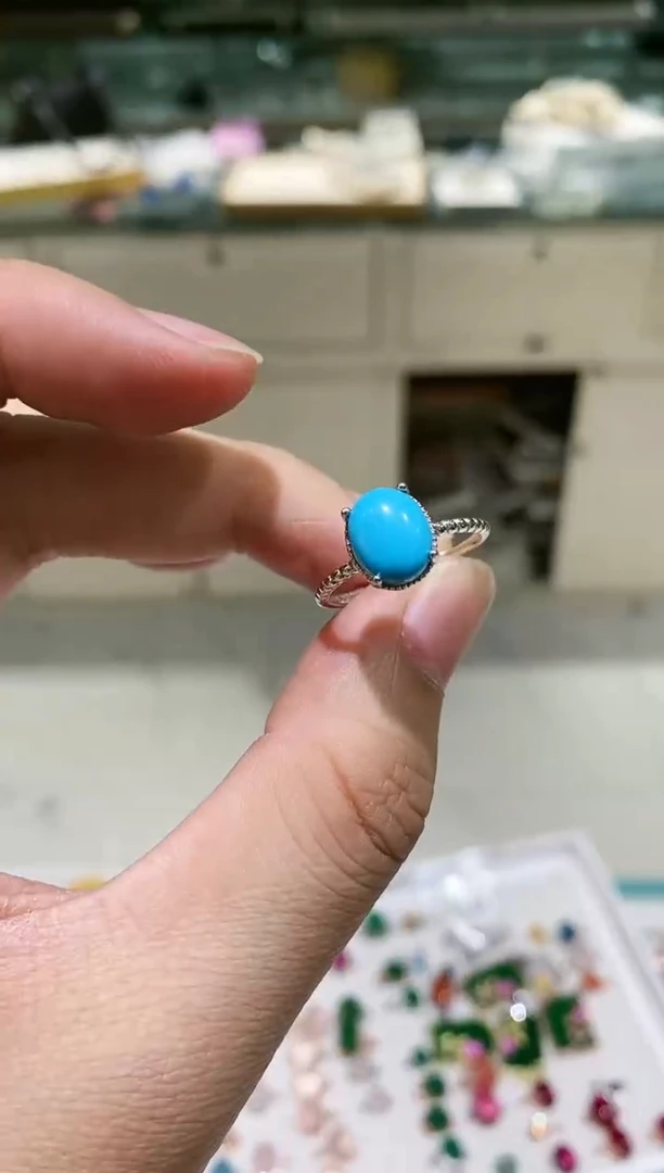 【闪购商品】蓝宝石戒指银S925镀金镶嵌蓝松