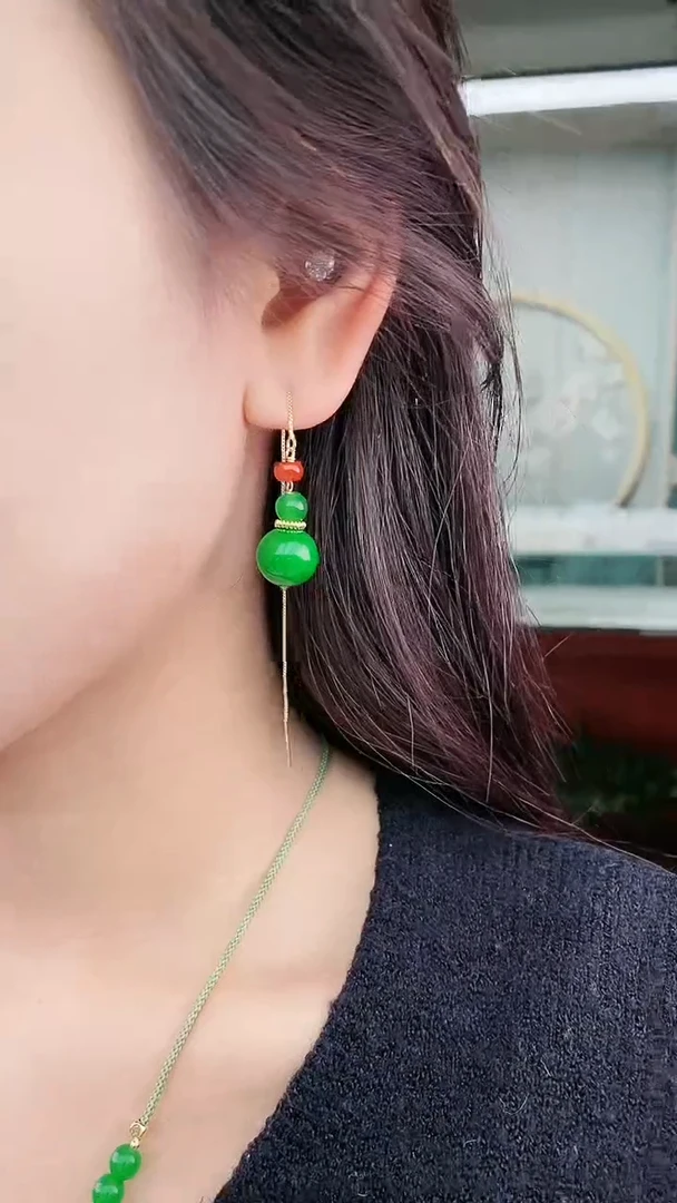 【闪购商品】翡翠耳饰14K金镶嵌R27耳线