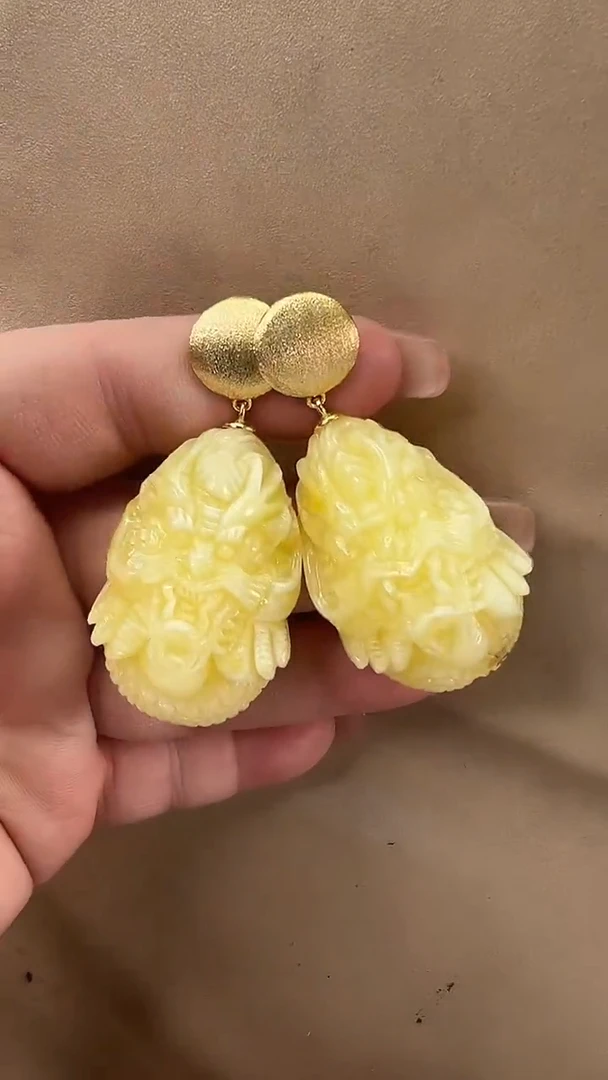 琥珀颈饰未镶嵌耳环