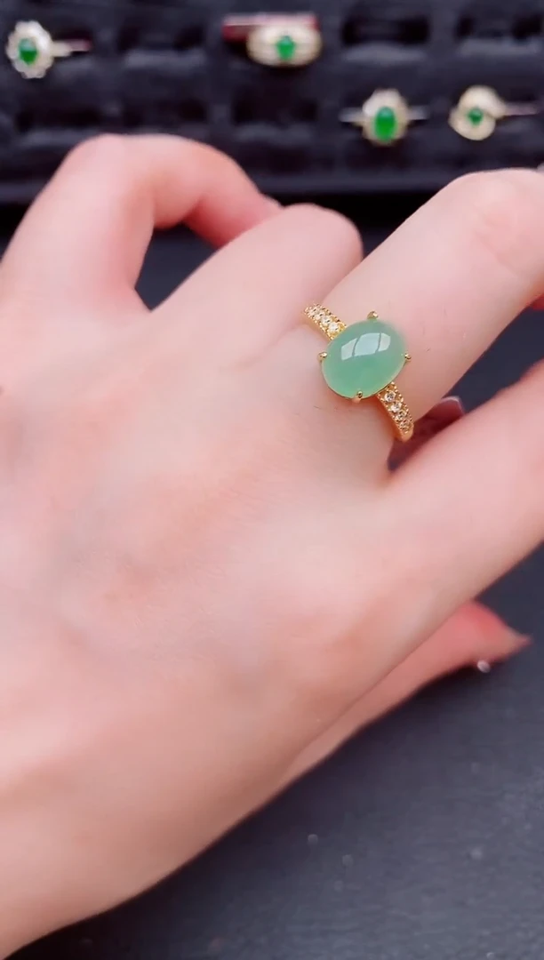 翡翠戒指银S925镶嵌天然a货翡翠510