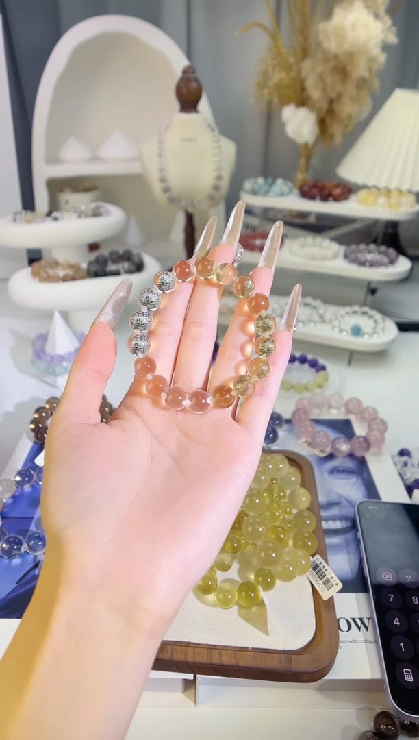 未镶嵌手链水晶黄水+白水手串多样性发其一