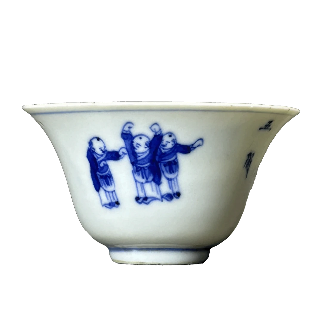25321296x青花婴戏纹杯