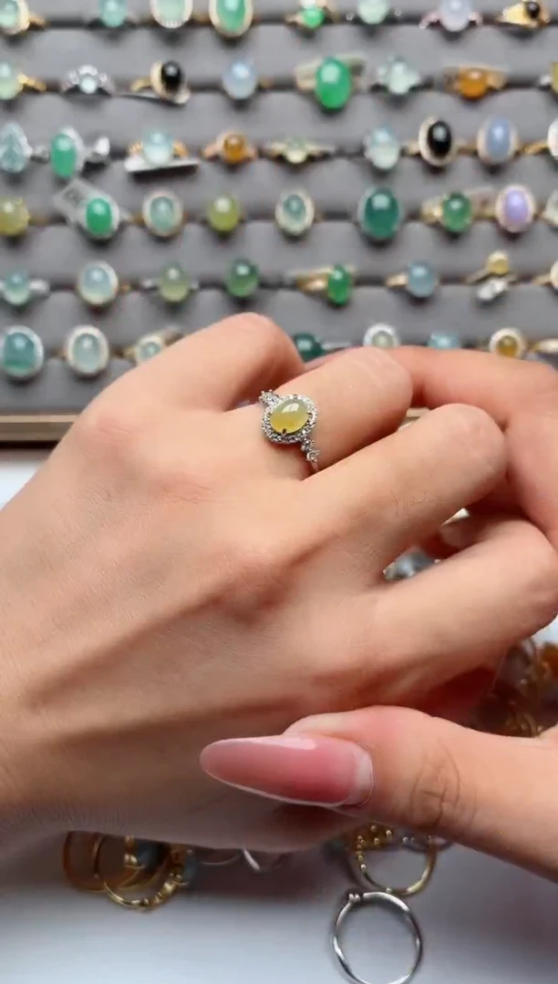 银S925镶嵌戒指翡翠.