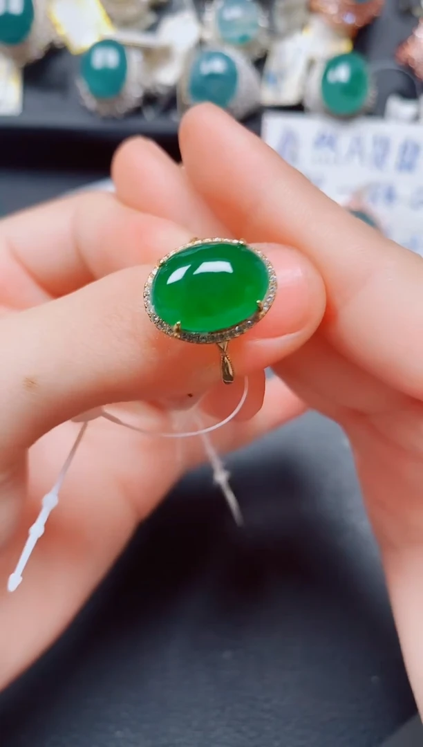 翡翠戒指银S925镶嵌翡翠