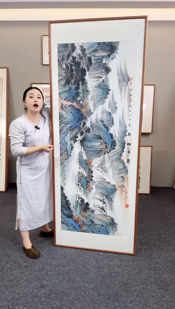 国画旭日东升210*80手绘作品