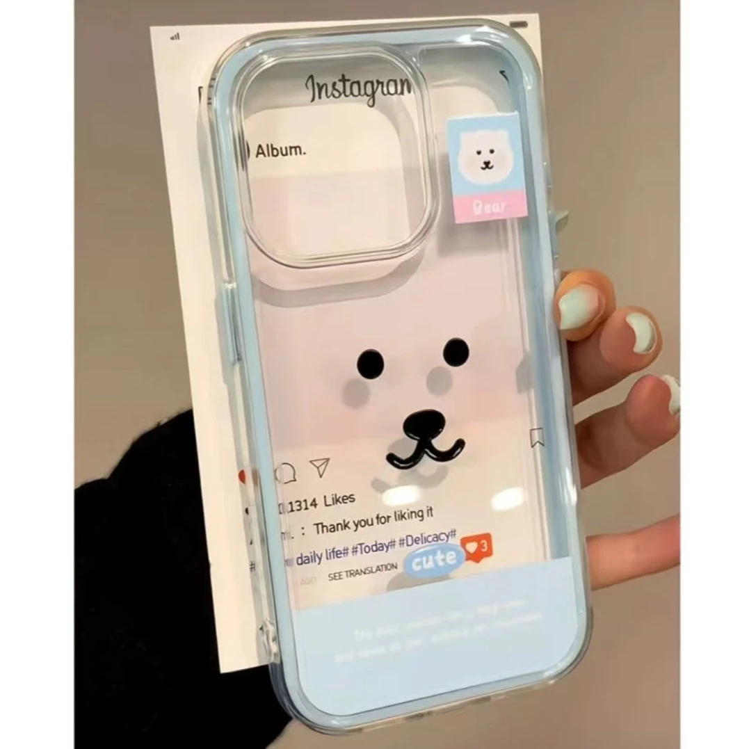 Baby蓝自嘲熊适用苹果iPhone16手机壳14/15/13pro/11全包式女款壳