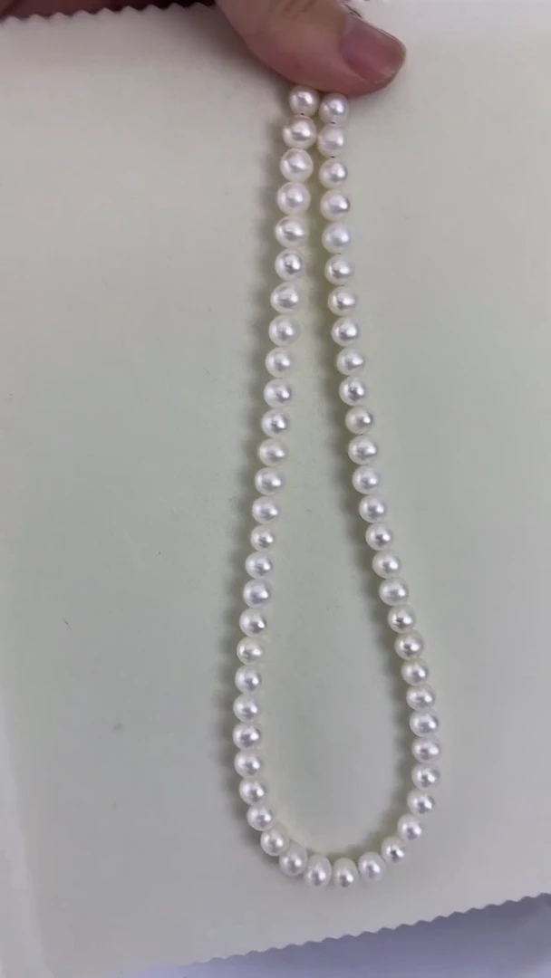 淡水珍珠银S925镶嵌颈饰天然珍珠白月光无核项链约7-8