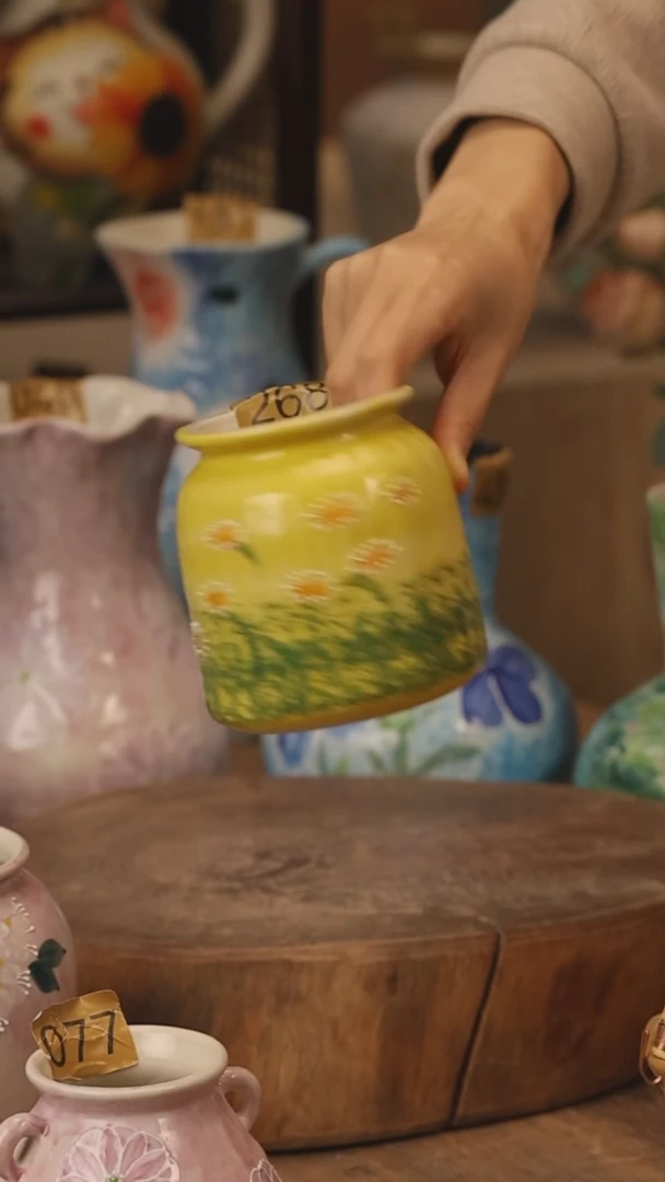 陶瓷景德镇设计师手作花器摆件侘寂风@M268@