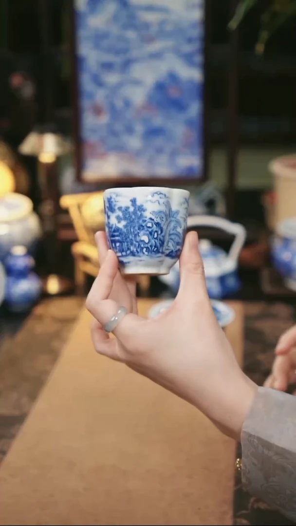 景琳藏闲煮时光花口杯
