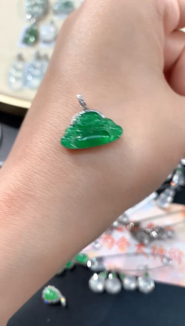 翡翠18K金镶嵌吊坠(不含链)A194|1980