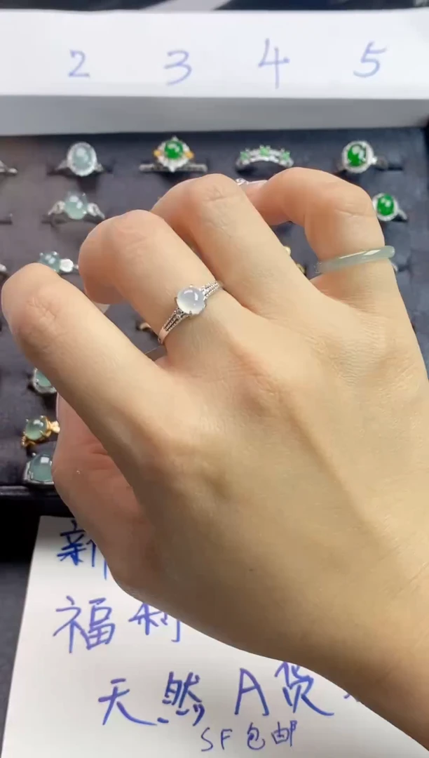 【闪购商品】翡翠戒指银S925镶嵌女士戒指