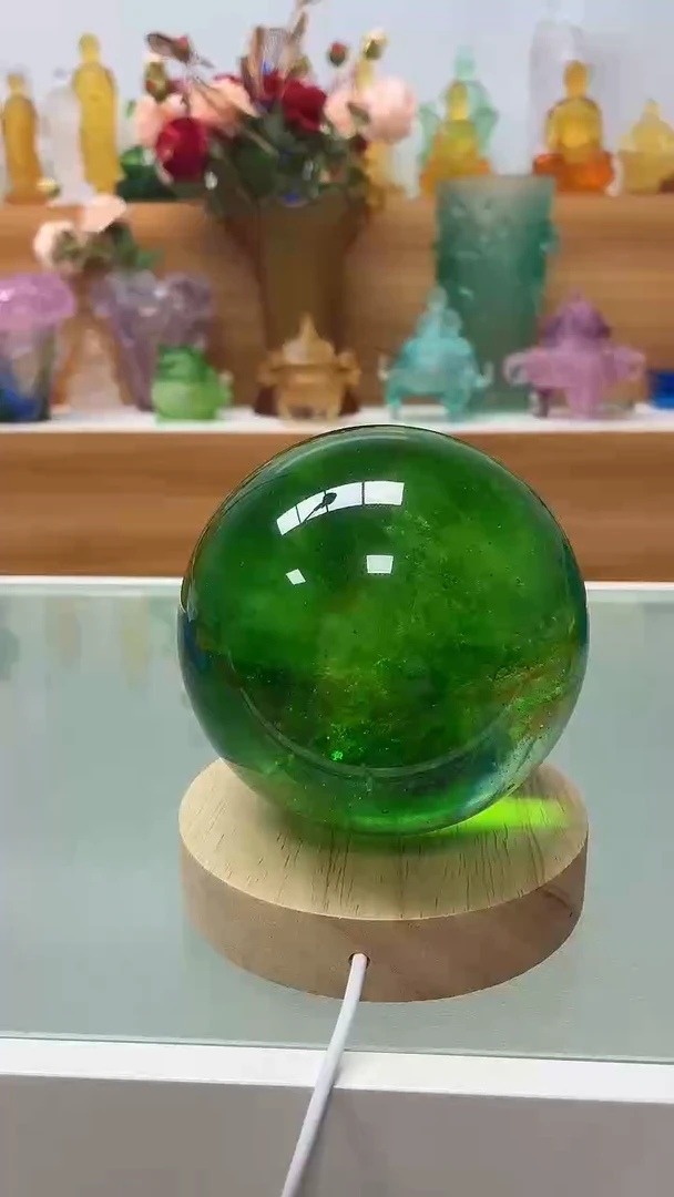 琉璃手工艺品绿色星空琉璃球10公分