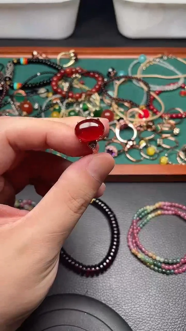 石榴石戒指未镶嵌多样性发货拍一发一