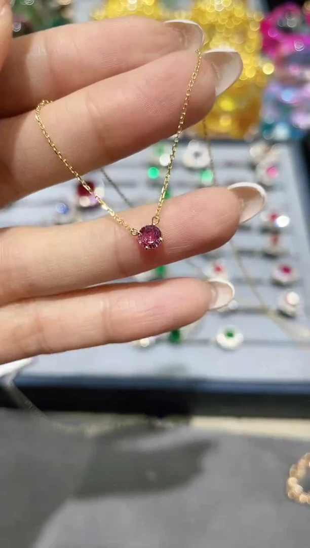 项链彩色蓝宝石18K金镶嵌·