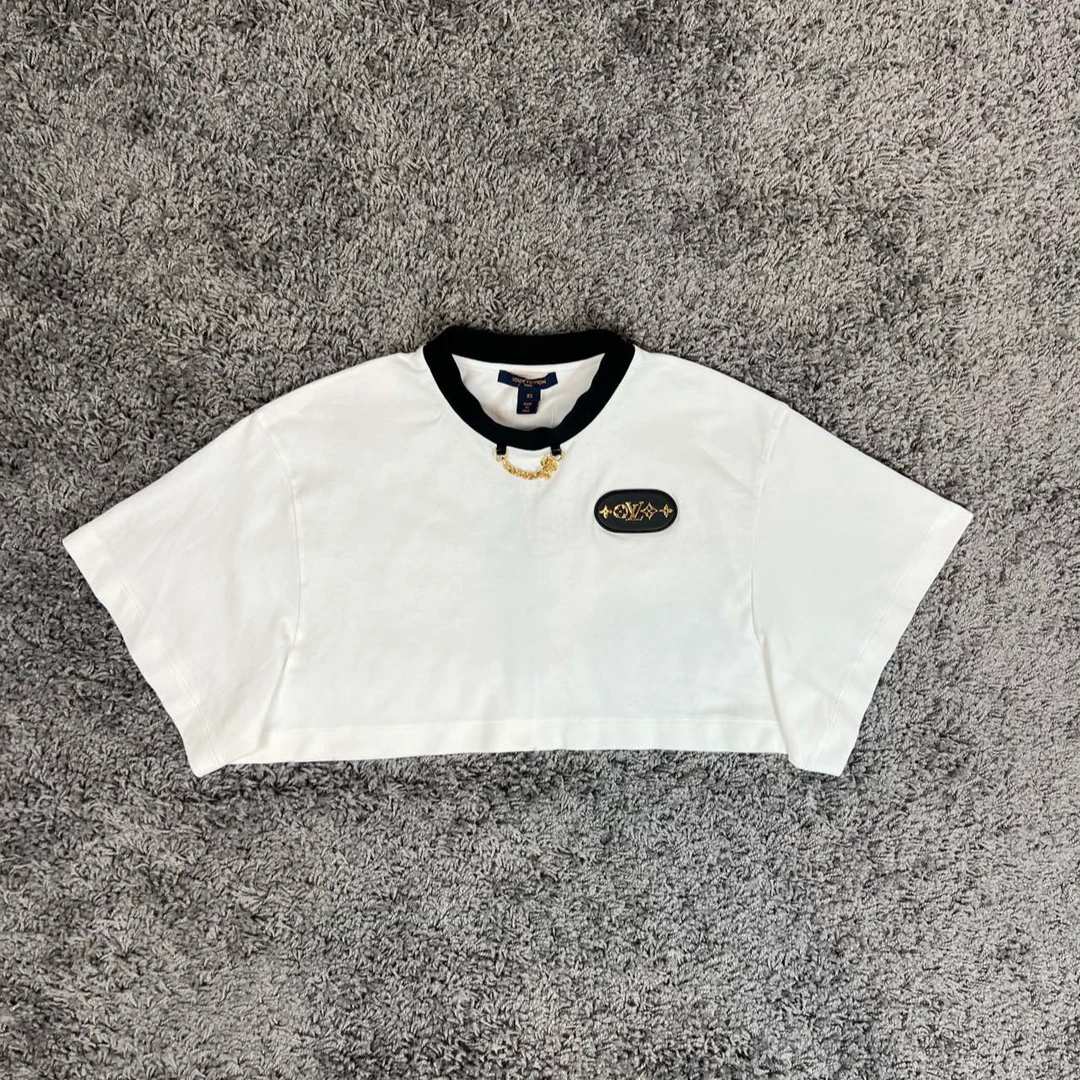 99新 LouisVuitton/路易威登 240776/XS/金属链饰短款短袖上衣