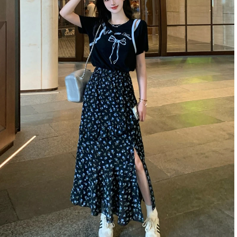 【运费补贴】夏装大码女洋气收腰性感露肩开叉减龄连衣裙20047