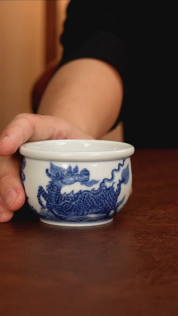 景德镇高温瓷器陶瓷手工~海水麒麟