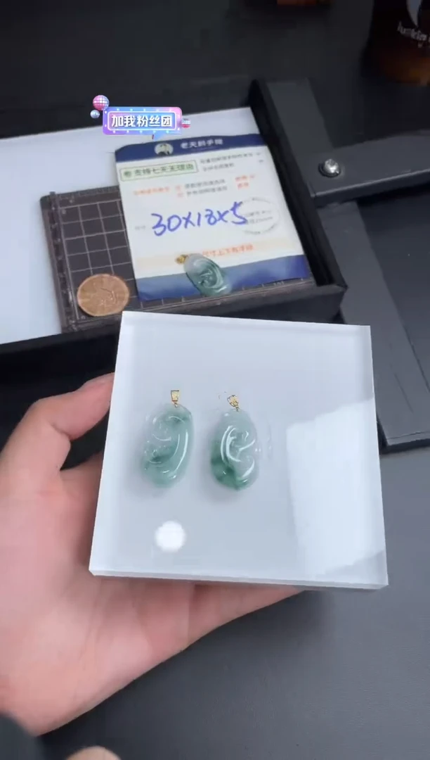 【闪购商品】翡翠挂件18K金镶嵌如意FL14配绳/多样性发其一CPZB