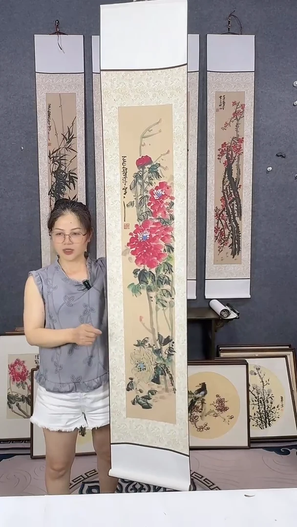 国画175*32吴铁成手绘卷轴