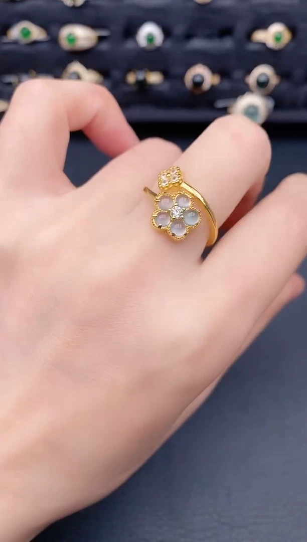 银S925镶嵌戒指翡翠天然a货翡翠73