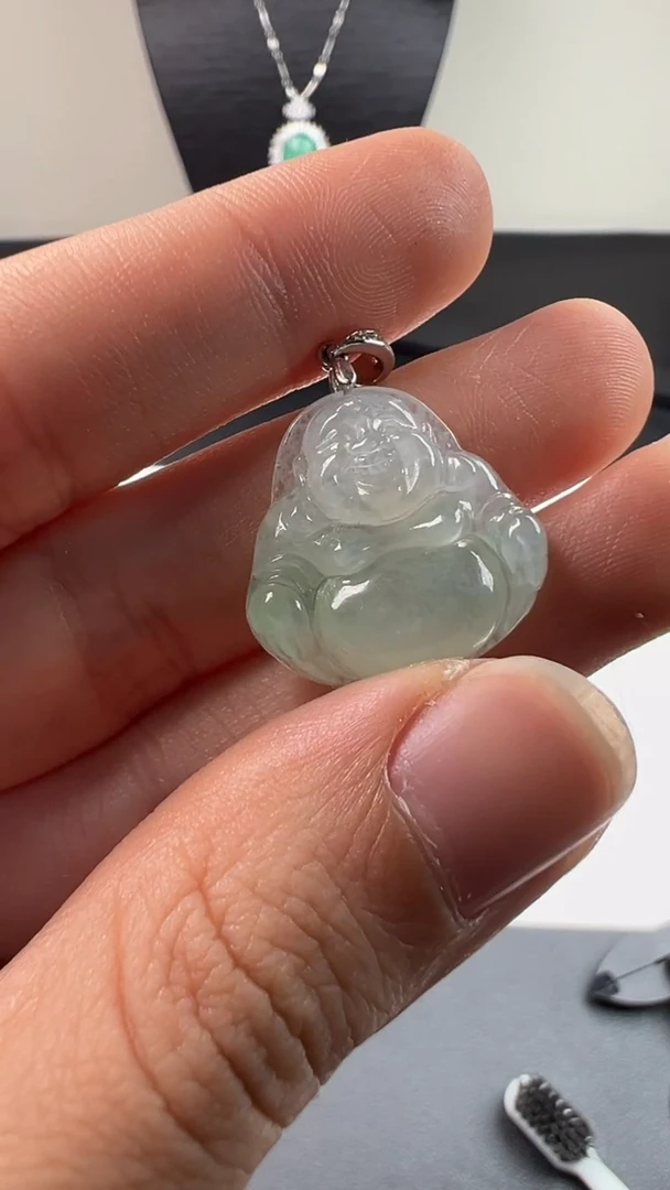 吊坠(不含链)未镶嵌翡翠天然缅甸A货翡翠 弥勒佛