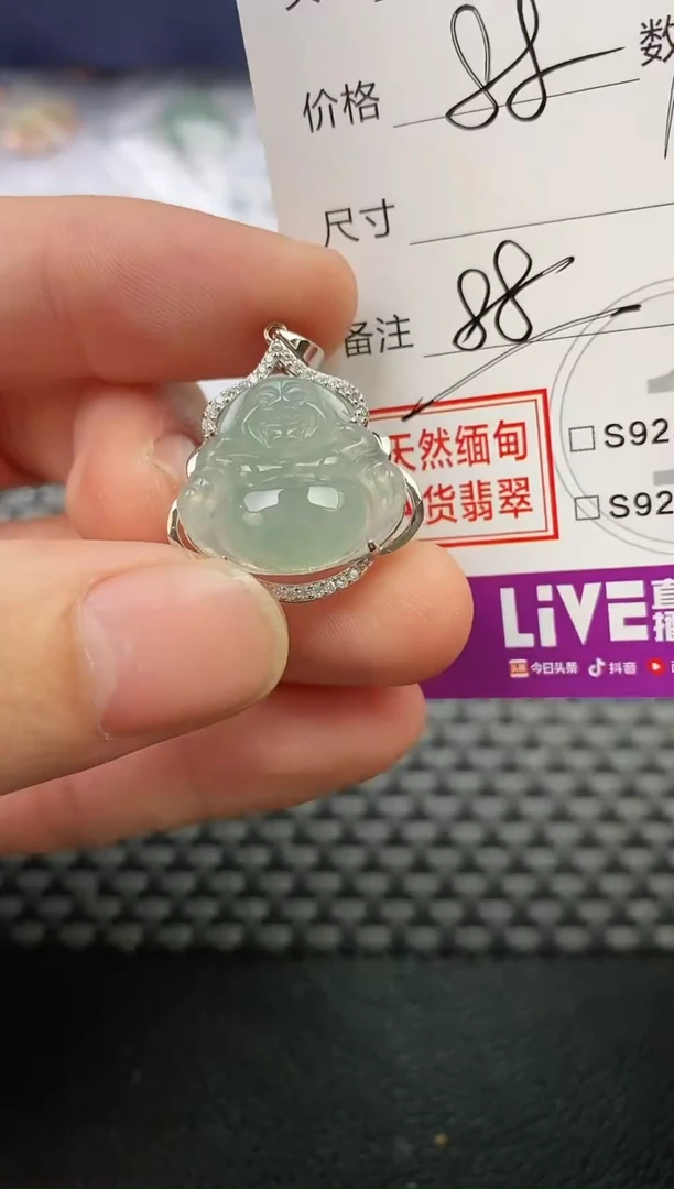 颈饰银S925镶嵌翡翠梅*籽挂件