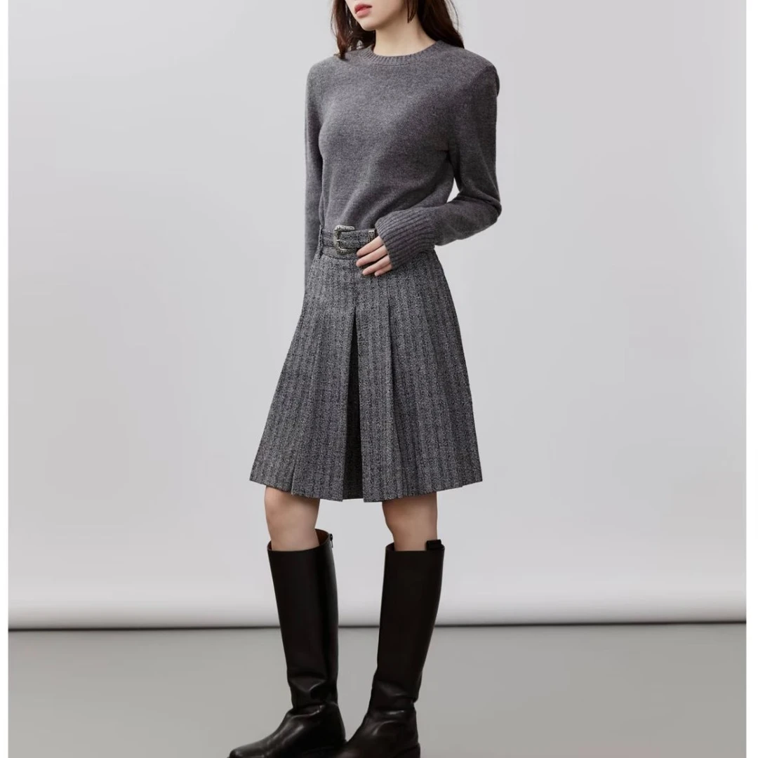 AMASS/阿玛施 热力感时尚显瘦洋气女士设计款百褶裙裤5100412