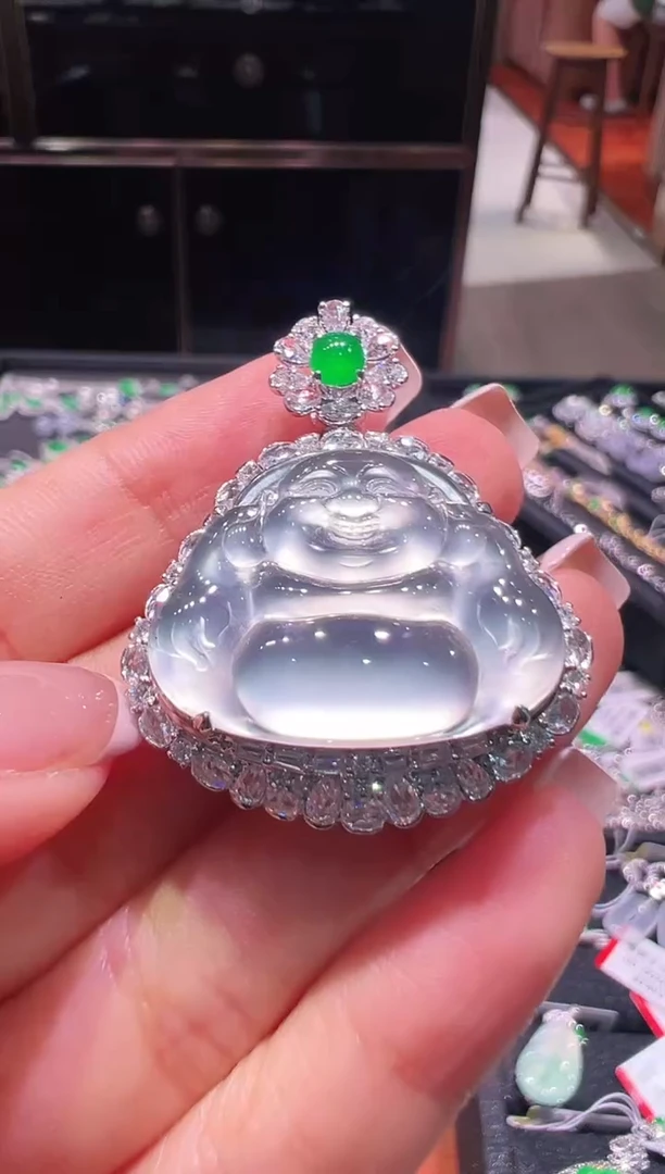 吊坠(不含链)18K金镶嵌翡翠翡翠