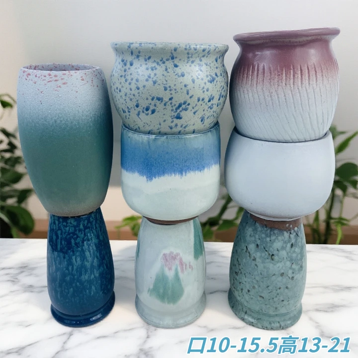 9008特色八个法师老桩组合—法师老桩多肉花盆粗陶绿植简约