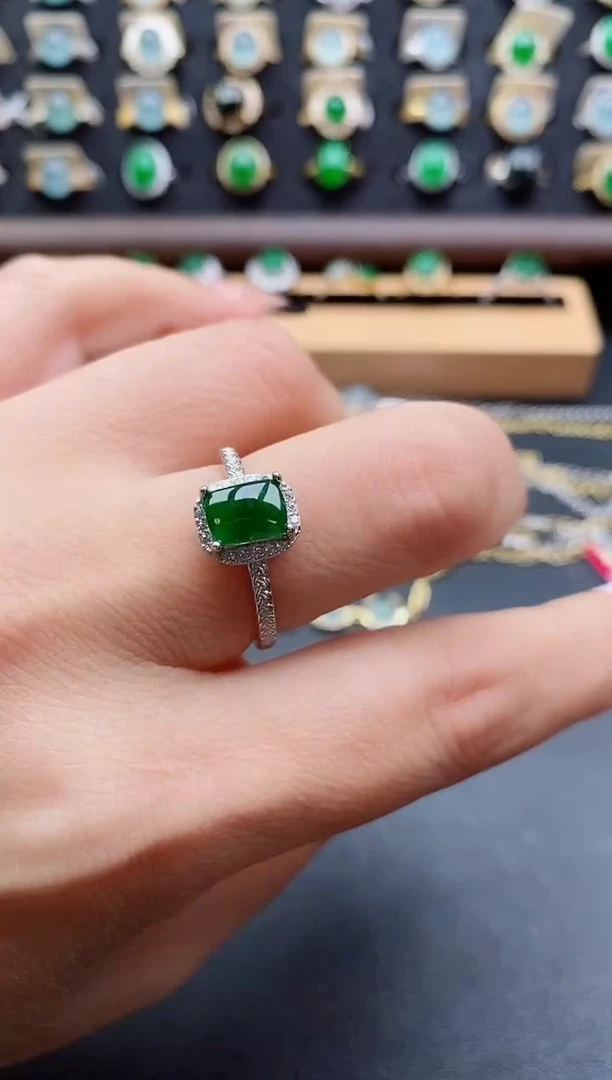 银S925镶嵌戒指翡翠1