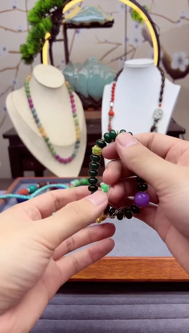 【闪购商品】翡翠手链14K金镶嵌S501````