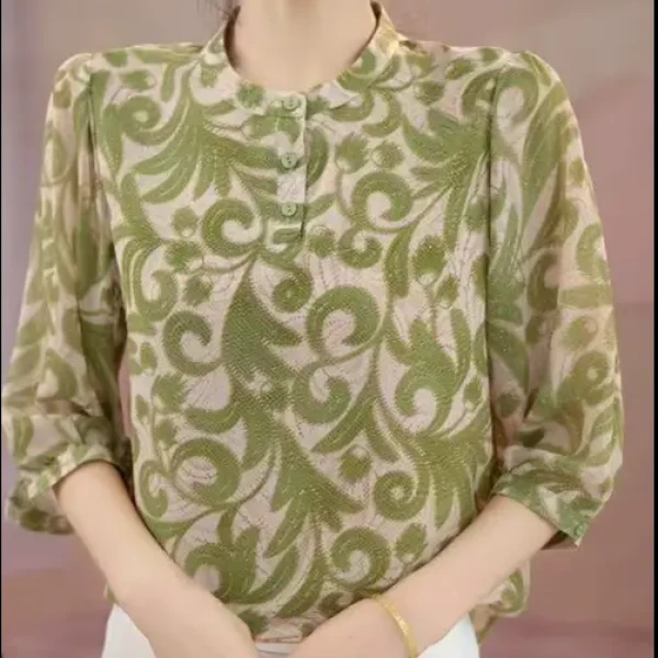 X[高品质]气质优雅时尚碎花衬衫#2138-43