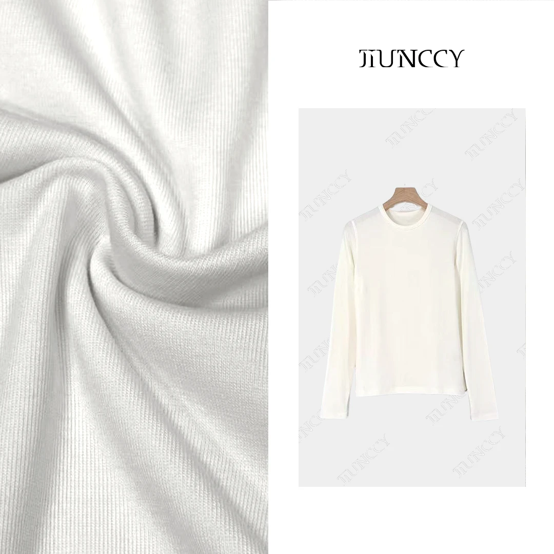 JIUNCCY【绵柔T】超柔山羊绒棉混纺舒适高弹百搭长袖T恤 52YTX011