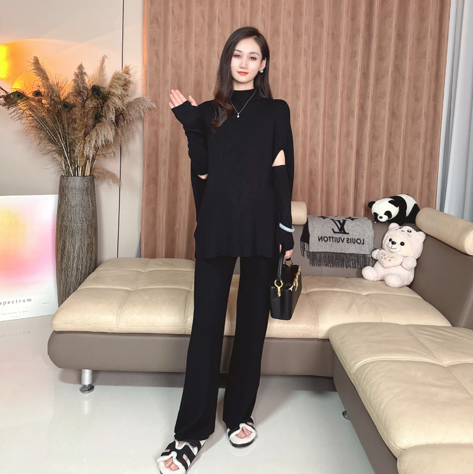 Ann&tens[猫女郎]秋季轻奢赫本风孕妇裤套装可调腹围孕妇裤+斗篷