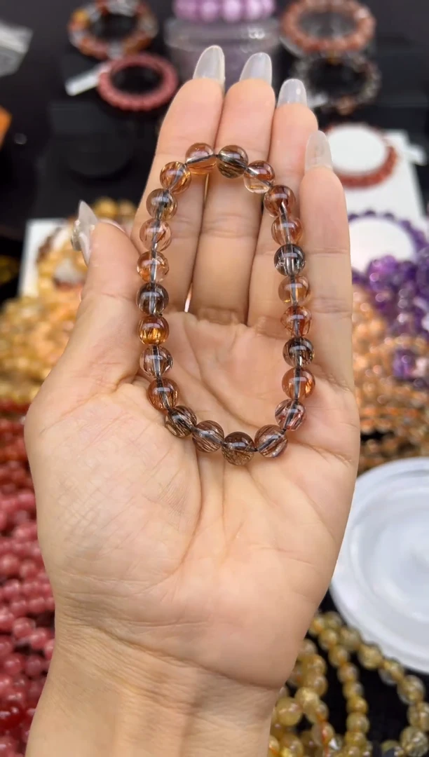 未镶嵌手串水晶黑金超8.4mm