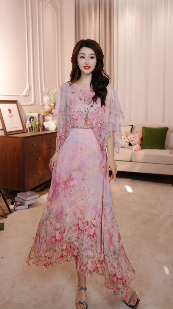 【倾城佳人】25年时尚名媛风优雅气质收腰高端连衣裙