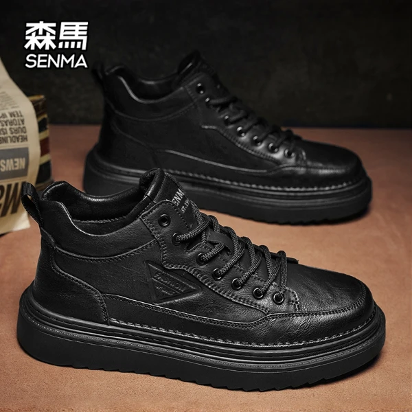 SENMA/森马休闲马丁靴男款2025爆款冬季英伦机车靴防水厚底工装靴