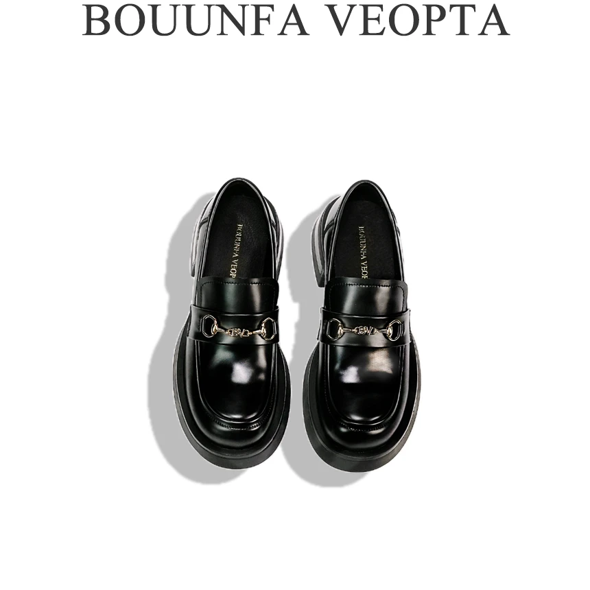 BOUUNFA VEOPTA【芯片】乐福鞋圆头时尚真皮百搭英伦厚底女鞋D17
