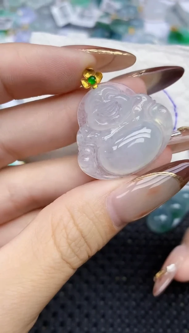 颈饰18K金镶嵌翡翠63   天然翡翠A货  百元以上9米证书费自理