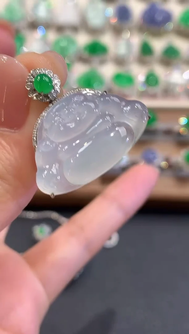 吊坠(不含链)18K金镶嵌翡翠a80