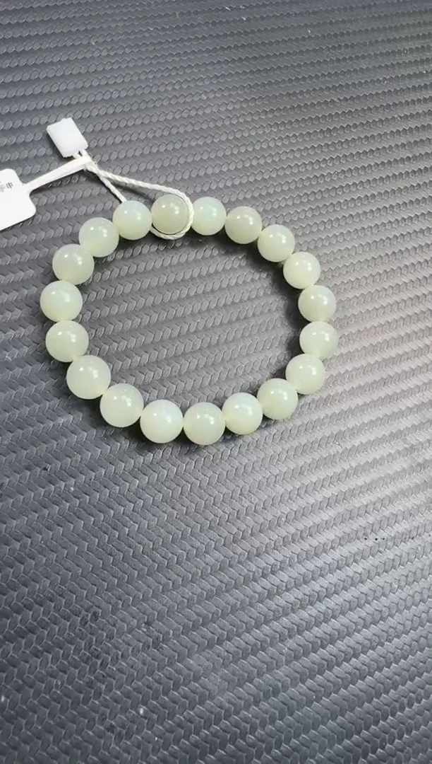 未镶嵌手串和田玉且末近矿微色差卡10圆珠手串