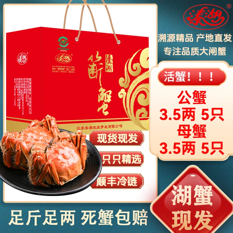 [活蟹]江苏溱湖簖蟹 公蟹3.5两+母蟹3.5两 8只 顺丰冷链湖蟹Q10