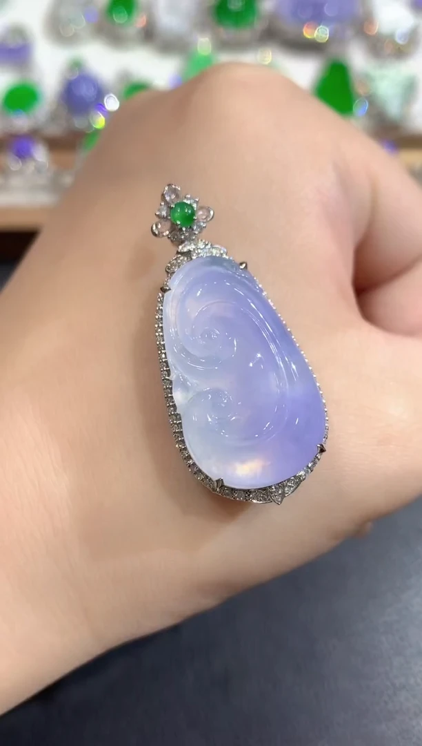 颈饰18K金镶嵌翡翠109-吊坠