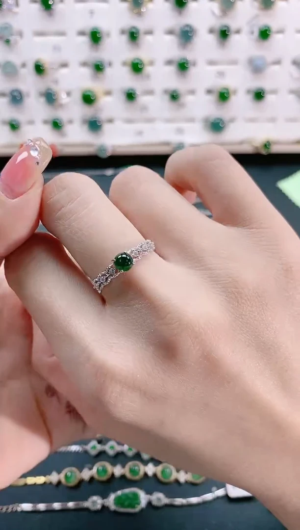 【闪购商品】翡翠戒指银S925镶嵌天然翡翠