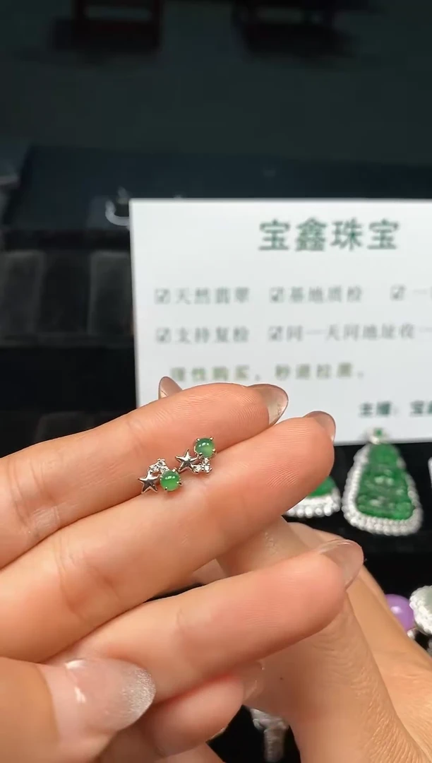 银S925镶嵌翡翠耳饰21