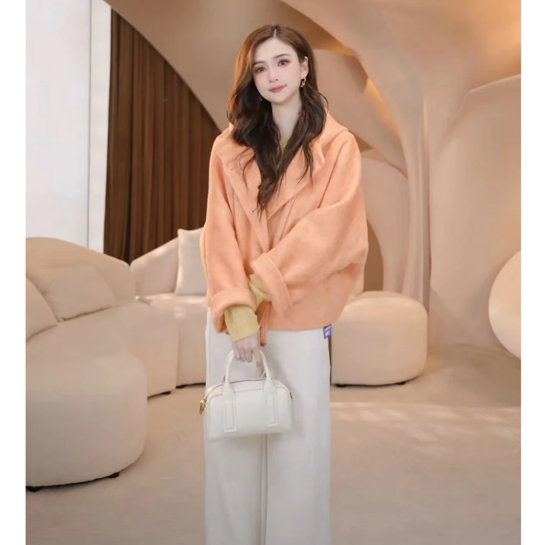 COCO BECCI【加州日落】绵羊毛兔毛桑蚕丝百搭呢大衣CFJJC300114