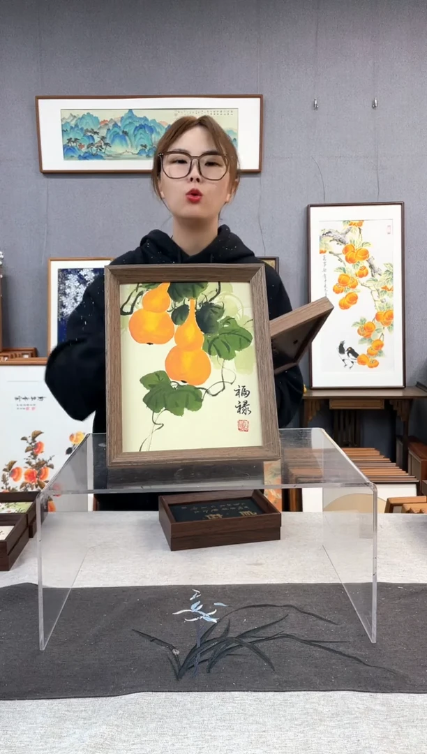 【闪购商品】国画10寸-23*29摆台书法作品-葫芦