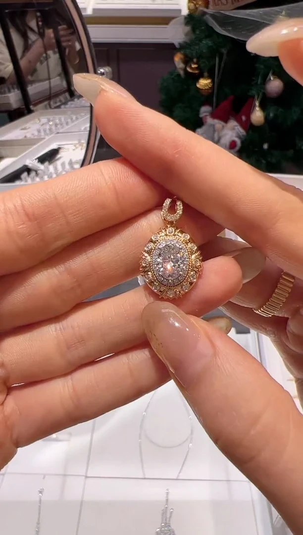 实验室培育钻石18K金镶嵌颈饰@@yhh04569