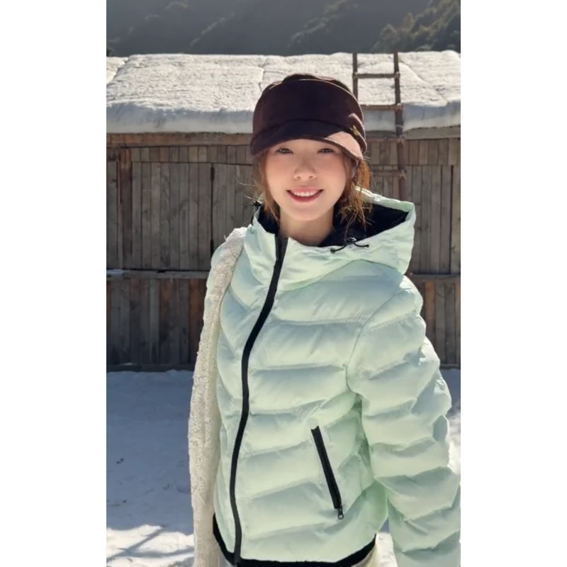 MARIE.COCO冬季日系户外风穿搭连帽排骨棉服外套搭垂感休闲裤女